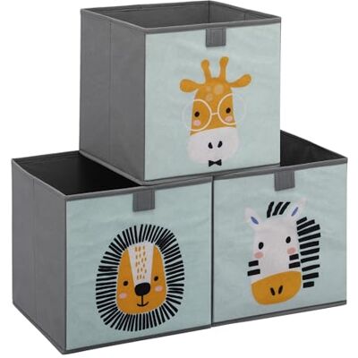 Navaris Cube Rangement Jouet Enfant Lot 3x Rangement Chambre Enfant Pliable 28x28x28cm pour Livre Jouets Jeux Panier Boite de Rangement et Bac a Jouet Caisse en Tissu Navaris Cube Rangement Jouet Enfant Lot 3x Rangement Chambre Enfant Pliable 28x28x28cm pour Livre Jouets Jeux Panier Boite de Rangement et Bac a Jouet Caisse en Tissu