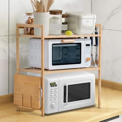 LANTUS Organisateur d'armoire de cuisine,3 niveaux, en bambou, avec 4 crochets et support de planche à découper, support multifonction en bois pour cuisine,52 * 37 * 65cm-3 couches LANTUS Organisateur d'armoire de cuisine,3 niveaux, en bambou, avec 4 crochets et support de planche à découper, support multifonction en bois pour cuisine,52 * 37 * 65cm-3 couches