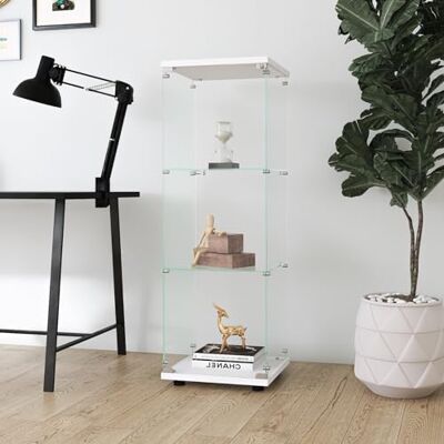 DULRLLY Vitrine en verre debout pour collection Blanc Avec serrure Moderne Avec 3 étagères en verre réglables et 1 porte Pour salon, chambre à coucher, bureau 124 x 40 x 35 cm DULRLLY Vitrine en verre debout pour collection Blanc Avec serrure Moderne Avec 3 étagères en verre réglables et 1 porte Pour salon, chambre à coucher, bureau 124 x 40 x 35 cm