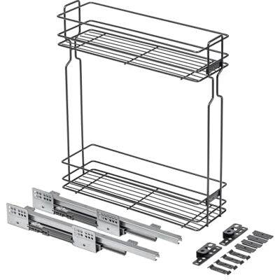 GTV KO-BO200TD-60 Panier amovible cargo à 2 étagères, pour meuble de 200 mm, montage inférieur, structure en acier, charge 15 kg, anthracite GTV KO-BO200TD-60 Panier amovible cargo à 2 étagères, pour meuble de 200 mm, montage inférieur, structure en acier, charge 15 kg, anthracite