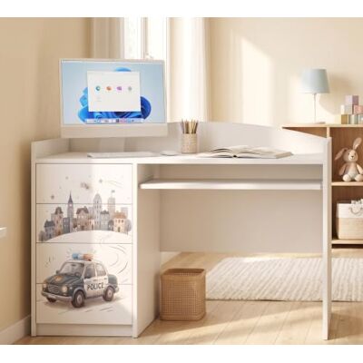 Happy Babies Grand bureau pour enfant, blanc, 125 x 60 cm, avec 4 tiroirs, bureau d'étudiant pour garçons et filles, table d'apprentissage avec motif au choix (n° 381) Happy Babies Grand bureau pour enfant, blanc, 125 x 60 cm, avec 4 tiroirs, bureau d'étudiant pour garçons et filles, table d'apprentissage avec motif au choix (n° 381)