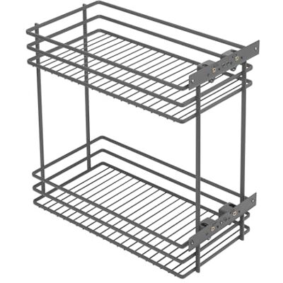 GTV Movix Panier amovible pour cuisine, montage latéral à 2 étages, pour meuble de base de 250 mm, charge 15 kg, profondeur 478 mm, acier, anthracite GTV Movix Panier amovible pour cuisine, montage latéral à 2 étages, pour meuble de base de 250 mm, charge 15 kg, profondeur 478 mm, acier, anthracite
