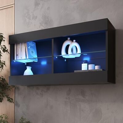 Komodee Vitrine Suspendue Tivoli Blanc/Noir 100x50x29 cm Komodee Vitrine Suspendue Tivoli Blanc/Noir 100x50x29 cm