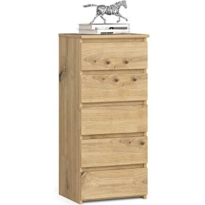 AKORD Commode CL5 5 Tiroirs Étroite pour Chambre à Coucher 40x35x92 cm Chiffonnier Haut pour Salon, Hall d'Entrée et Chambre d'Enfant, Glissières à Roulettes, Panneau Stratifié avec Chants ABS AKORD Commode CL5 5 Tiroirs Étroite pour Chambre à Coucher 40x35x92 cm Chiffonnier Haut pour Salon, Hall d'Entrée et Chambre d'Enfant, Glissières à Roulettes, Panneau Stratifié avec Chants ABS
