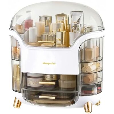 SIOOUI Organisateur de Maquillage avec Couvercle Boîte de Rangement Cosmétique avec Tiroirs et Compartiments à Rouge à Lèvres, Étanche et Anti-Poussière pour Salle de Bain et Coiffeuse Blanc SIOOUI Organisateur de Maquillage avec Couvercle Boîte de Rangement Cosmétique avec Tiroirs et Compartiments à Rouge à Lèvres, Étanche et Anti-Poussière pour Salle de Bain et Coiffeuse Blanc