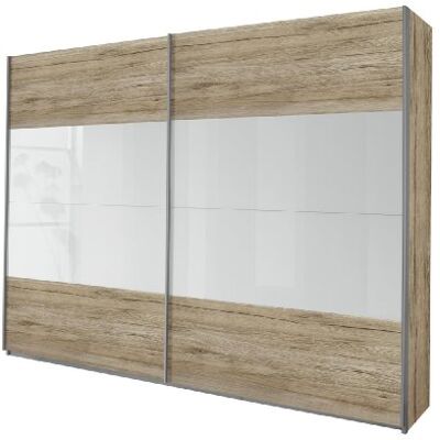 RAUCH San Remo Hell Armoire à portes coulissantes en chêne clair 2 portes Blanc alpin 181 x 230 x 62 cm RAUCH San Remo Hell Armoire à portes coulissantes en chêne clair 2 portes Blanc alpin 181 x 230 x 62 cm
