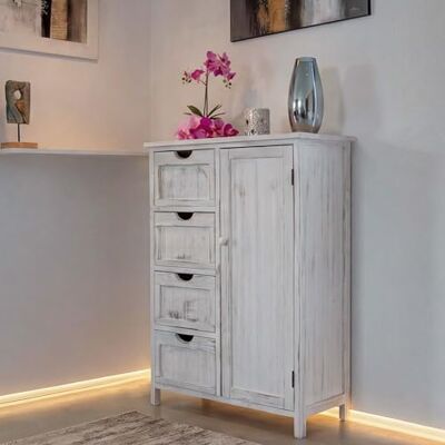 Mendler Commode HWC-D12AM Style shabby vintage 82 x 55 x 30 cm Blanc armoire, commode à tiroirs Mendler Commode HWC-D12AM Style shabby vintage 82 x 55 x 30 cm Blanc armoire, commode à tiroirs