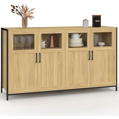 IDMarket Buffet 4 Portes avec vitrines 140cm Detroit Design Industriel IDMarket Buffet 4 Portes avec vitrines 140cm Detroit Design Industriel