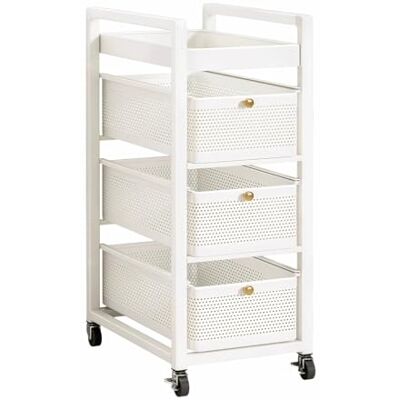 FUHAI-666 Chariot utilitaire Chariot de cuisine Mobile à 4 niveaux, support rangement, panier légumes roulant, étagère utilitaire(Blanc) FUHAI-666 Chariot utilitaire Chariot de cuisine Mobile à 4 niveaux, support rangement, panier légumes roulant, étagère utilitaire(Blanc)