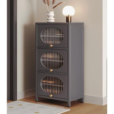 ZXLAGDBP Meuble à chaussures avec 3 portes à pousser en acier au carbone Meuble de rangement à chaussures avec stratifiés amovibles Placard à chaussures autonome pour une utilisation en intérieur et ZXLAGDBP Meuble à chaussures avec 3 portes à pousser en acier au carbone Meuble de rangement à chaussures avec stratifiés amovibles Placard à chaussures autonome pour une utilisation en intérieur et