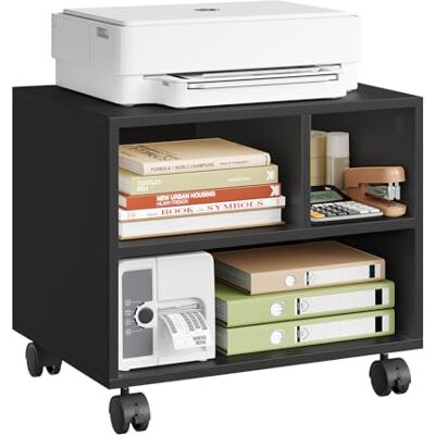 WOLTU Caisson de Bureau sur roulettes, Support d'Imprimante Mobile, Chariot Amovible pour Dossiers, Meuble de Rangement avec 3 Compartiments Ouverts, 40x30x35 cm, Noir, ASK06sz WOLTU Caisson de Bureau sur roulettes, Support d'Imprimante Mobile, Chariot Amovible pour Dossiers, Meuble de Rangement avec 3 Compartiments Ouverts, 40x30x35 cm, Noir, ASK06sz