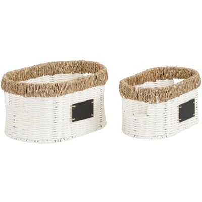 Household Essentials Natural Rim Lot de 2 petites cordes ovales en papier et séagrass Blanc Household Essentials Natural Rim Lot de 2 petites cordes ovales en papier et séagrass Blanc