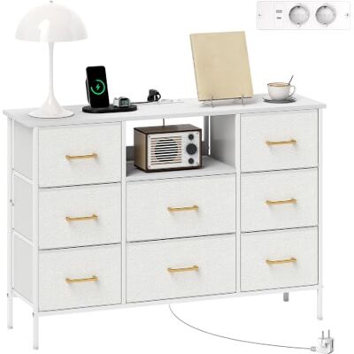 HOMCOM Commode de rangement avec 8 tiroirs en tissu multiprise, cadre en acier, armoire à tiroirs pour couloir, chambre, salon et bureau, blanc crème HOMCOM Commode de rangement avec 8 tiroirs en tissu multiprise, cadre en acier, armoire à tiroirs pour couloir, chambre, salon et bureau, blanc crème