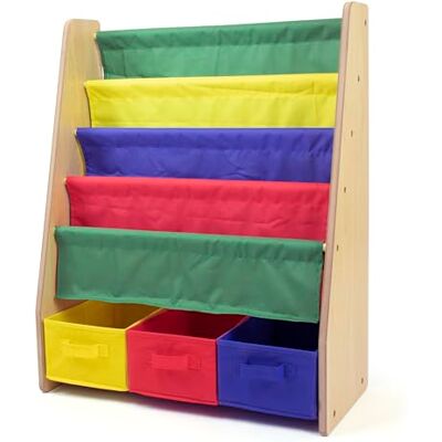 Humble Crew bibliothèque pour enfants à 4 niveaux, étagère à livres colorée, meuble de rangement pratique et stable, couleurs primaires vives Humble Crew bibliothèque pour enfants à 4 niveaux, étagère à livres colorée, meuble de rangement pratique et stable, couleurs primaires vives