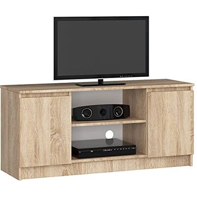 AKORD Meuble bas K-120 Meuble TV avec une étagère ouverte 2 étagères avec portes gauche et droite 55 x 120 x 40 cm (H x l x P) Poids 30 kg Chêne Sonoma AKORD Meuble bas K-120 Meuble TV avec une étagère ouverte 2 étagères avec portes gauche et droite 55 x 120 x 40 cm (H x l x P) Poids 30 kg Chêne Sonoma