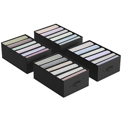 SONGMICS RUS009B04 Lot de 4 organiseurs de tiroir pliables à 6 compartiments pour pantalons, vêtements, 42 x 30 x 17 cm, Noir classique SONGMICS RUS009B04 Lot de 4 organiseurs de tiroir pliables à 6 compartiments pour pantalons, vêtements, 42 x 30 x 17 cm, Noir classique