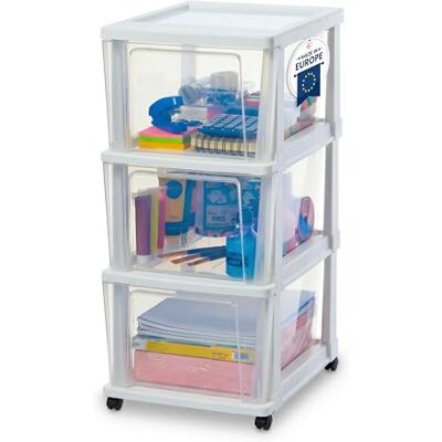 Iris Ohyama , Commode gain de place, 3 grands tiroirs, blanc, KMC-303 Support de bureau et organisateur sur roulettes. Une unité de rangement parfaite comme espace de travail Iris Ohyama , Commode gain de place, 3 grands tiroirs, blanc, KMC-303 Support de bureau et organisateur sur roulettes. Une unité de rangement parfaite comme espace de travail