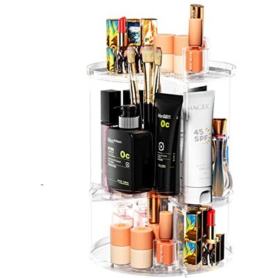 Newaner Organisateur de maquillage Rotation à 360° Boîte de rangement cosmétique Pour dressing, salle de bain, chambre à coucher Commode en plastique transparent Newaner Organisateur de maquillage Rotation à 360° Boîte de rangement cosmétique Pour dressing, salle de bain, chambre à coucher Commode en plastique transparent