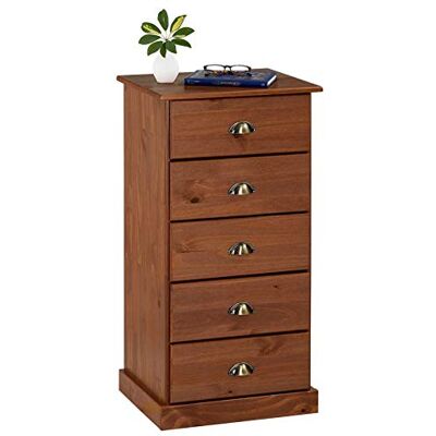 IDIMEX Chiffonnier PARIS commode avec 5 tiroirs en pin massif lasuré brun foncé IDIMEX Chiffonnier PARIS commode avec 5 tiroirs en pin massif lasuré brun foncé