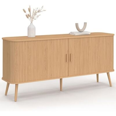 IDMarket Buffet 160 cm Romie XXL 2 Portes coulissantes Lattes tasseau Bois Coloris chêne IDMarket Buffet 160 cm Romie XXL 2 Portes coulissantes Lattes tasseau Bois Coloris chêne