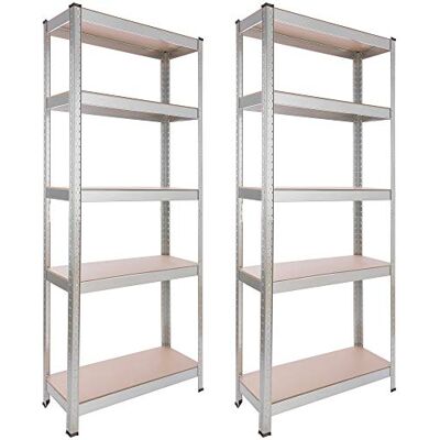Arebos Lot de 2 étagères pour charges lourdes 180 x 75 x 30 cm Charge maximale : 350 kg 5 panneaux MDF Montage facile grâce au système d'emboîtement Étagère de rangement Étagère de cave Arebos Lot de 2 étagères pour charges lourdes 180 x 75 x 30 cm Charge maximale : 350 kg 5 panneaux MDF Montage facile grâce au système d'emboîtement Étagère de rangement Étagère de cave