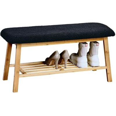 Kesper Banc rembourré, Matériau : bambou, polyester, Dimensions: 90 x 34 x 45 cm, Couleur: marron, noir 5830513 Kesper Banc rembourré, Matériau : bambou, polyester, Dimensions: 90 x 34 x 45 cm, Couleur: marron, noir 5830513