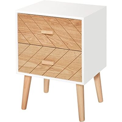 HOMCOM Table de Chevet Bois avec 2 Tiroirs Scandinave 40L x 30l x 56H cm Chiffonnier, Commode, Meuble de Rangement HOMCOM Table de Chevet Bois avec 2 Tiroirs Scandinave 40L x 30l x 56H cm Chiffonnier, Commode, Meuble de Rangement