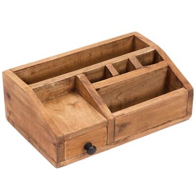 CREEDWOOD Organisateur de bureau Study Bois d'acajou 27 cm, compartiments et tiroir Organiseur de table, organiseur de bureau, rangement de cuisine, porte-stylos, boîte de bureau CREEDWOOD Organisateur de bureau Study Bois d'acajou 27 cm, compartiments et tiroir Organiseur de table, organiseur de bureau, rangement de cuisine, porte-stylos, boîte de bureau