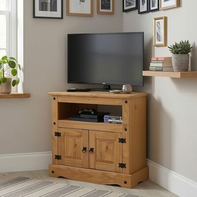 IDIMEX Meuble TV Salsa Banc télévision de 85 cm en Bois Style Mexicain avec 2 Portes et 1 Niche, en pin Massif Finition teintée/cirée IDIMEX Meuble TV Salsa Banc télévision de 85 cm en Bois Style Mexicain avec 2 Portes et 1 Niche, en pin Massif Finition teintée/cirée