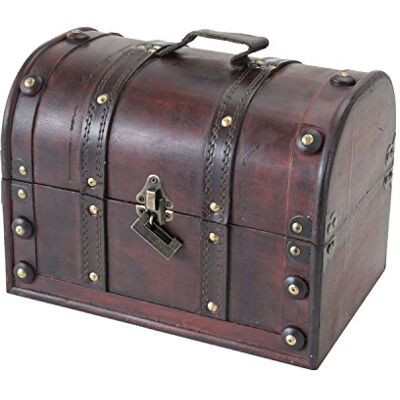 HMF Petit coffre au trésor en bois avec serrure décorative pour anniversaire d'enfant 30 x 20 x 22 cm Italie HMF Petit coffre au trésor en bois avec serrure décorative pour anniversaire d'enfant 30 x 20 x 22 cm Italie