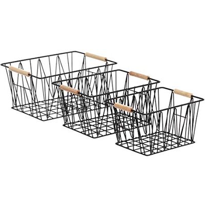 Amazon Basics Ensemble de 3 paniers de rangement en fil métallique, rectangulaire, standard, noir Amazon Basics Ensemble de 3 paniers de rangement en fil métallique, rectangulaire, standard, noir