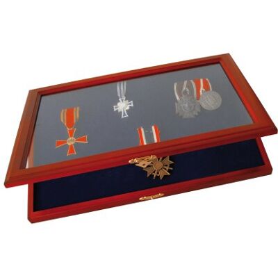 SAFE 5873 Vitrine en Bois Massif pour Médailles Finition Acajou Couvercle en Verre Doublure en Velours Amovible Montage Mural Possible 375 x 260 x 30 mm SAFE 5873 Vitrine en Bois Massif pour Médailles Finition Acajou Couvercle en Verre Doublure en Velours Amovible Montage Mural Possible 375 x 260 x 30 mm