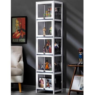 YFWOKSL Vitrine en verre, statues de rangement pour figurines, chambre à coucher, bureau, bibliothèque en verre, installation rapide, 40 x 32 x 172 cm, blanc YFWOKSL Vitrine en verre, statues de rangement pour figurines, chambre à coucher, bureau, bibliothèque en verre, installation rapide, 40 x 32 x 172 cm, blanc