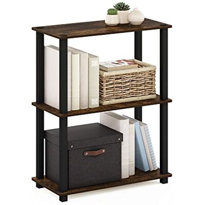 Étagère Furinno Turn-S-Tube 3 Niveaux Bois de pin Amber/noir - Rangement Étagère Furinno Turn-S-Tube 3 Niveaux Bois de pin Amber/noir - Rangement