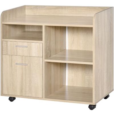 Vinsetto Support d'Imprimante Bureau Roulant 80l x 40P x 72H cm Chêne Clair Caisson d'Organisation de Bureau Roulant En Bois Vinsetto Support d'Imprimante Bureau Roulant 80l x 40P x 72H cm Chêne Clair Caisson d'Organisation de Bureau Roulant En Bois