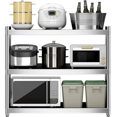 MARXAN Organisateur de cuisine, étagère de garage réglable à 3 niveaux, étagère en acier inoxydable pour salon, salle de bain, rangement d'angle, support pour plantes de balcon(60x45x80cm) MARXAN Organisateur de cuisine, étagère de garage réglable à 3 niveaux, étagère en acier inoxydable pour salon, salle de bain, rangement d'angle, support pour plantes de balcon(60x45x80cm)
