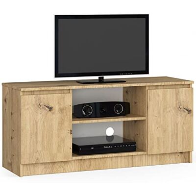 AKORD Meuble TV K-120 Un Compartiment Ouvert 2 étagères avec Portes Gauche et Droite H55 x L120 x P40 cm Poids 30 kg Couleur : chêne Artisanal AKORD Meuble TV K-120 Un Compartiment Ouvert 2 étagères avec Portes Gauche et Droite H55 x L120 x P40 cm Poids 30 kg Couleur : chêne Artisanal