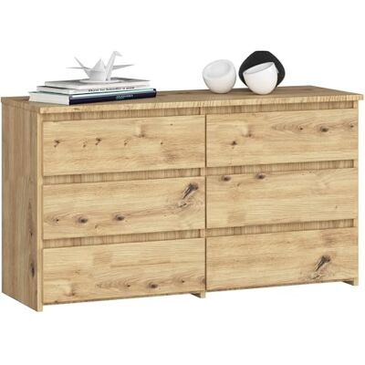 AKORD CL-100 Commode avec 6 tiroirs, fonctionnelle, pour salon, chambre à coucher, durable, guide à rouleaux, avec bords en ABS, 35 x 100 x 57 cm, chêne artisanal et façade en chêne artisanal AKORD CL-100 Commode avec 6 tiroirs, fonctionnelle, pour salon, chambre à coucher, durable, guide à rouleaux, avec bords en ABS, 35 x 100 x 57 cm, chêne artisanal et façade en chêne artisanal
