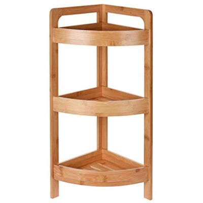 Spetebo Étagère d'angle en bambou pour salle de bain avec 3 étagères Étagère d'angle en bois Spetebo Étagère d'angle en bambou pour salle de bain avec 3 étagères Étagère d'angle en bois