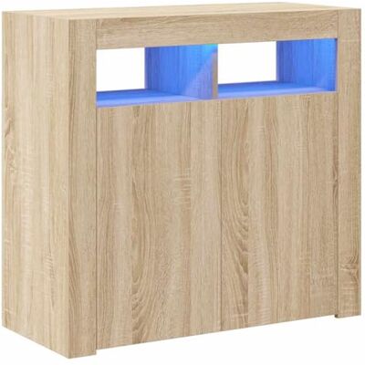 vidaXL Buffet avec Lumières LED, Meuble de Rangement, Armoire de Rangement, Organisateur de Salon Salle de Séjour Intérieur, Chêne Sonoma vidaXL Buffet avec Lumières LED, Meuble de Rangement, Armoire de Rangement, Organisateur de Salon Salle de Séjour Intérieur, Chêne Sonoma