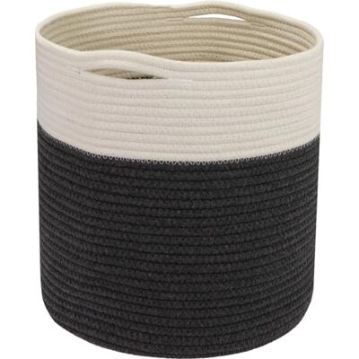 HMF Panier de rangement avec poignées cachées, panier rond compatible avec Kallax 31 x 31 cm Blanc/gris HMF Panier de rangement avec poignées cachées, panier rond compatible avec Kallax 31 x 31 cm Blanc/gris