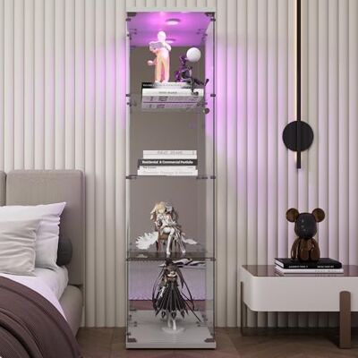 QMTXBYJ Vitrine en Verre avec LED, 164x43x37cm Armoire de Collection Moderne en Verre à Quatre Couches avec 1 Portes et Serrure, 5mm Verre trempé Transparent Armoir de Verres Debout pour Salon, Chambre QMTXBYJ Vitrine en Verre avec LED, 164x43x37cm Armoire de Collection Moderne en Verre à Quatre Couches avec 1 Portes et Serrure, 5mm Verre trempé Transparent Armoir de Verres Debout pour Salon, Chambre