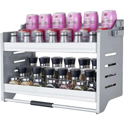 JKJZSALJ Organiseur de placard coulissant à 2 couches en aluminium, système d'étagère extractible pour armoire de cuisine et salle de bain, couleur unique, 700 mm JKJZSALJ Organiseur de placard coulissant à 2 couches en aluminium, système d'étagère extractible pour armoire de cuisine et salle de bain, couleur unique, 700 mm