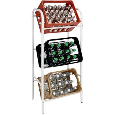 Spetebo Support en métal pour 3 caisses à boisson 116 x 50 cm Blanc Étagère pour 3 caisses à boisson Spetebo Support en métal pour 3 caisses à boisson 116 x 50 cm Blanc Étagère pour 3 caisses à boisson