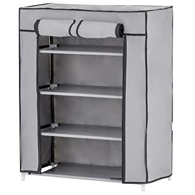 Baroni Home Baroni Meuble à chaussures en tissu pliable, peu encombrant, structure en fer, chambre à coucher, placard, gris, 4 étagères, 58 x 28 x 73 cm Baroni Home Baroni Meuble à chaussures en tissu pliable, peu encombrant, structure en fer, chambre à coucher, placard, gris, 4 étagères, 58 x 28 x 73 cm
