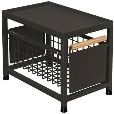 Wintem Organiseur de cuisine peu encombrant noir avec tiroir amovible et étagère supérieure en fer, multifonction pour sous-évier, garde-manger et salle de bain, facile à monter, robuste et compact Wintem Organiseur de cuisine peu encombrant noir avec tiroir amovible et étagère supérieure en fer, multifonction pour sous-évier, garde-manger et salle de bain, facile à monter, robuste et compact
