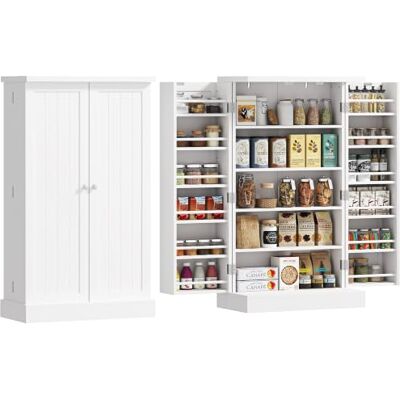 HOMCOM Buffet Cuisine Meuble Cuisine Rangement 60 x 30 x 104 cm Blanc Armoire, 12 Étagères de Porte, Planches Réglables, Salon, Salle à Manger, Bois HOMCOM Buffet Cuisine Meuble Cuisine Rangement 60 x 30 x 104 cm Blanc Armoire, 12 Étagères de Porte, Planches Réglables, Salon, Salle à Manger, Bois