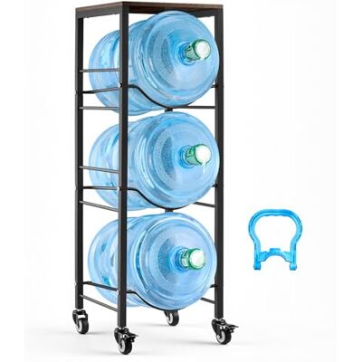 VEVOR Étagère pour bouteilles d'eau, support pour bouteilles d'eau, étagère à roulettes avec frein pour 3 bouteilles avec étagère supérieure, organisateur de rangement pour bureau, salle à manger VEVOR Étagère pour bouteilles d'eau, support pour bouteilles d'eau, étagère à roulettes avec frein pour 3 bouteilles avec étagère supérieure, organisateur de rangement pour bureau, salle à manger
