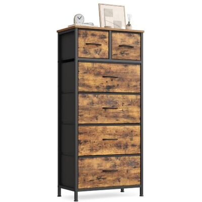 SONGMICS Commode avec 6 Tiroirs en Tissu, Cadre en Acier Meuble de Rangement, 50,6 x 30 x 117,7 cm, pour Chambre, Salon, Couloir, Marron Rustique, Collection BELLAH LGS541K101 SONGMICS Commode avec 6 Tiroirs en Tissu, Cadre en Acier Meuble de Rangement, 50,6 x 30 x 117,7 cm, pour Chambre, Salon, Couloir, Marron Rustique, Collection BELLAH LGS541K101