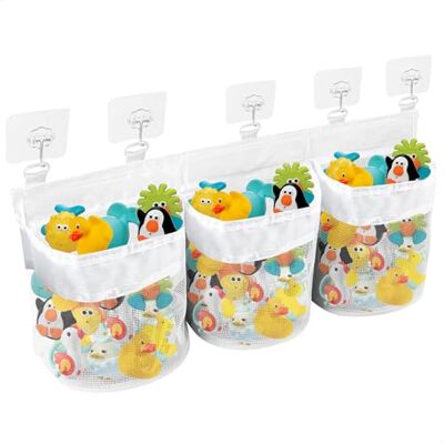 mimzemamz Rangement pour Jouets de Bain, 3 Compartiments, Blanc, Maille, Sac de Rangement, Facile à Installer, Nettoyage Facile, Résistant à l'Abrasion mimzemamz Rangement pour Jouets de Bain, 3 Compartiments, Blanc, Maille, Sac de Rangement, Facile à Installer, Nettoyage Facile, Résistant à l'Abrasion